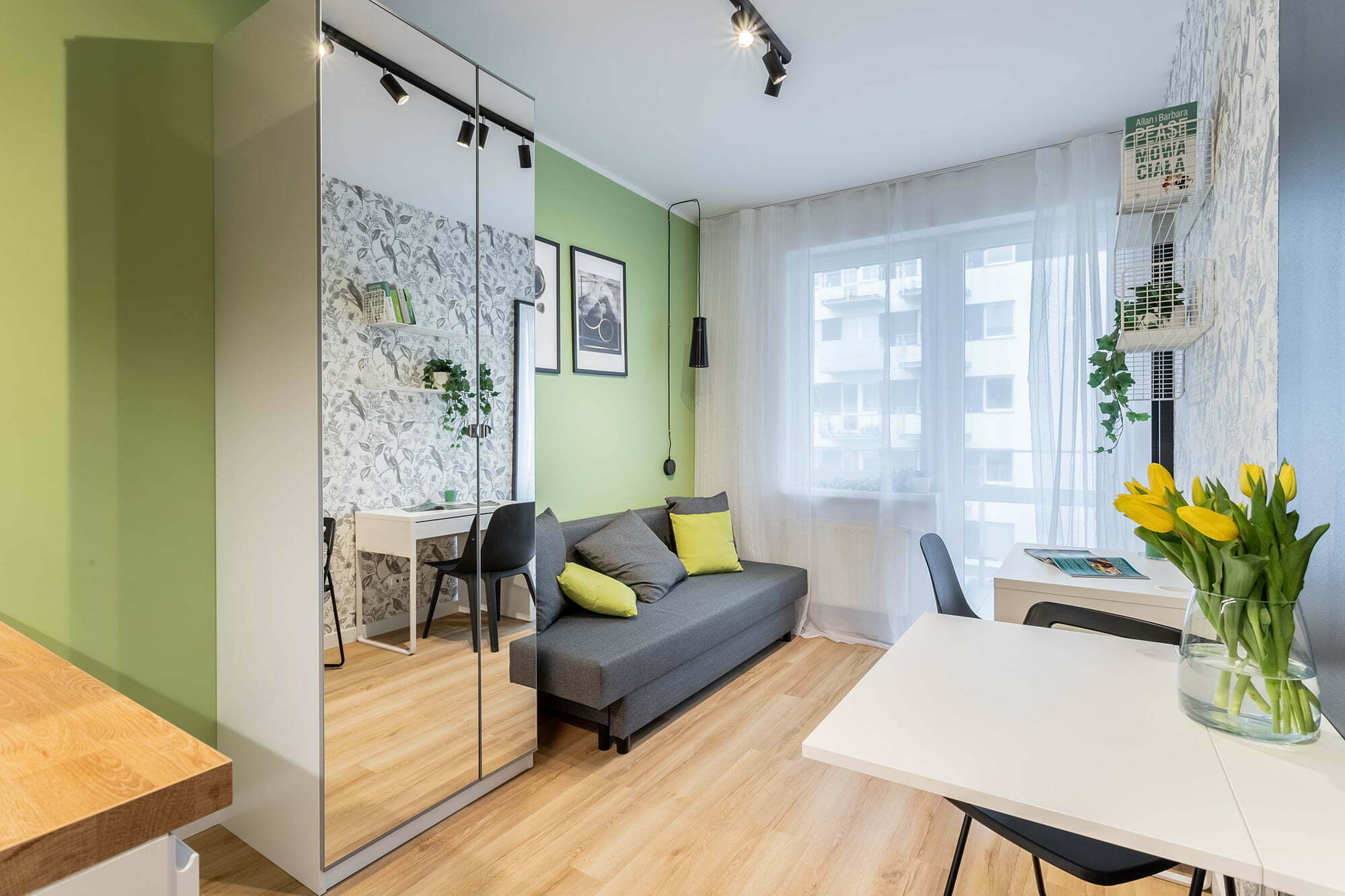 salon mały zielony nowoczesny aranżacja Beata Kołodziejczyk