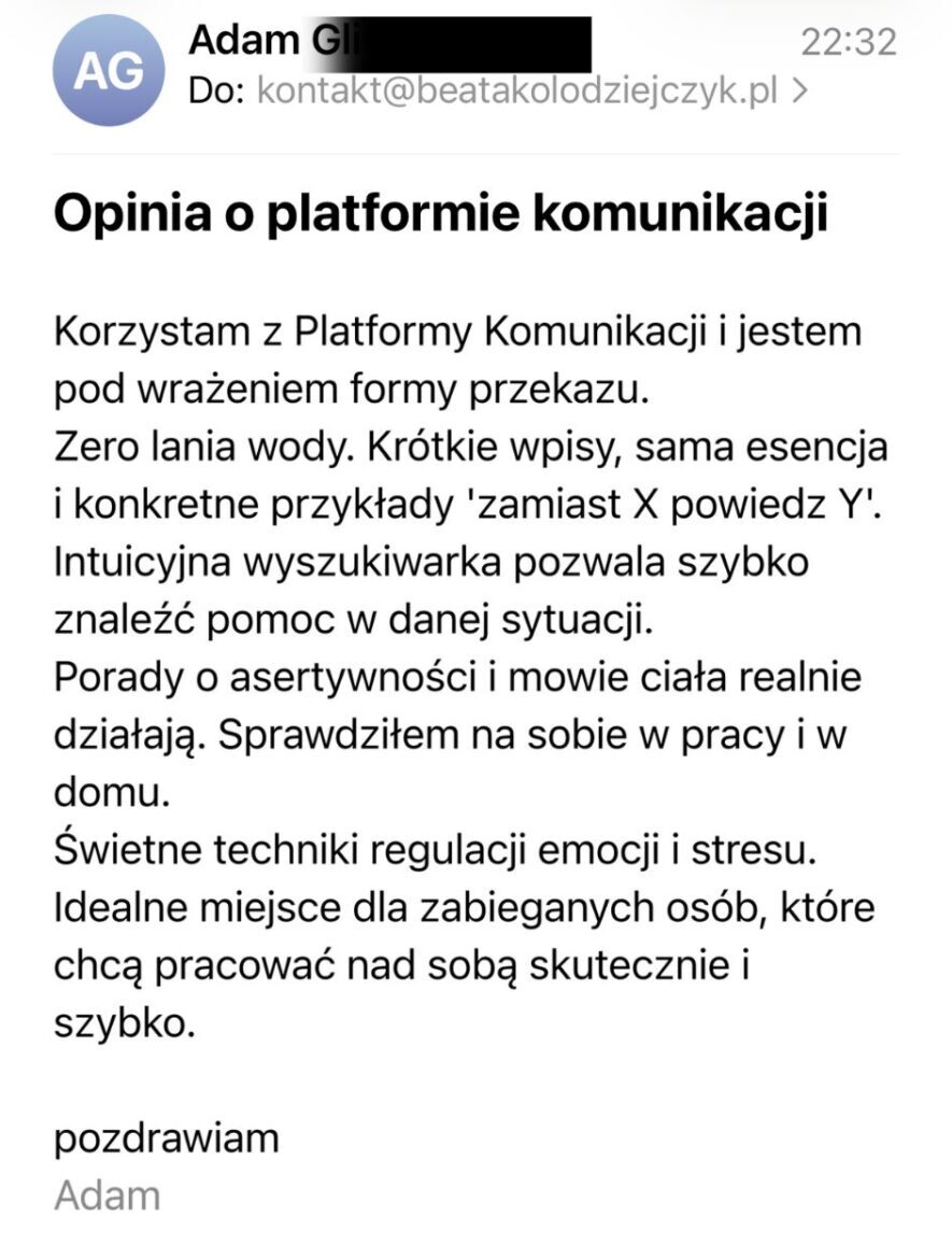 Opinia platforma komunikacji Beaty Kołodziejczyk 10